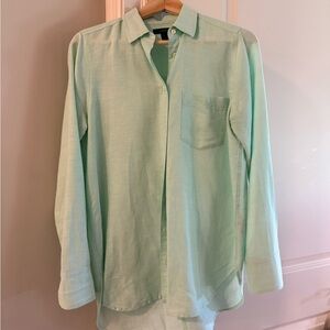 J. Crew Light Green Linen Button Down Shirt